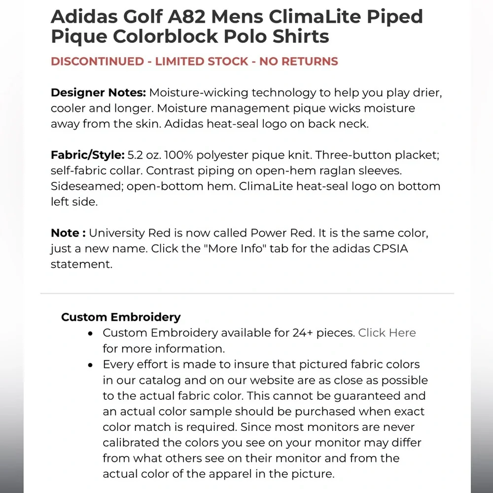 ADIDAS Golf Climalite polo shirt